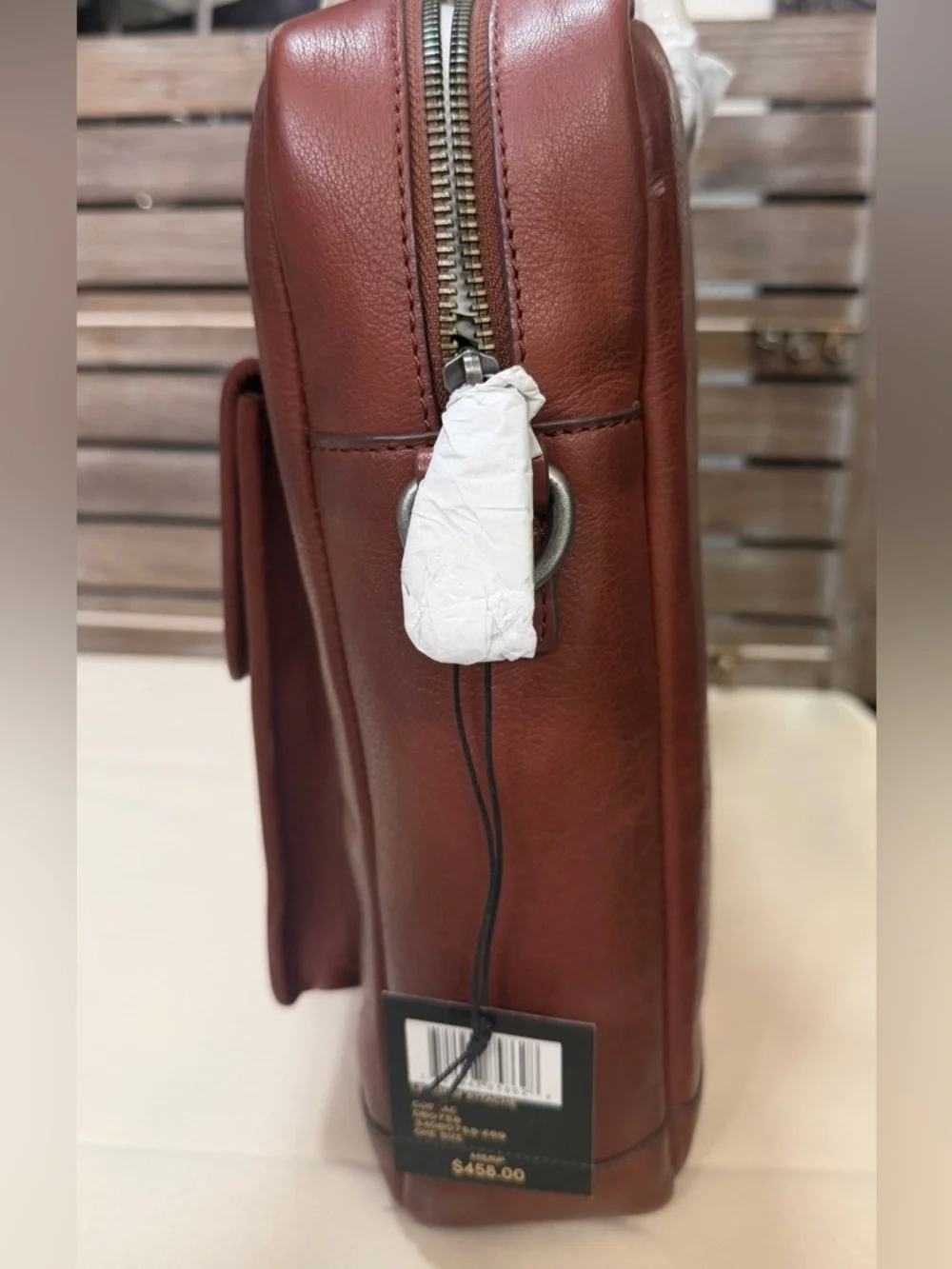 Frye Brown Leather Men's Briefcase cognac new nwt retail $458 attache